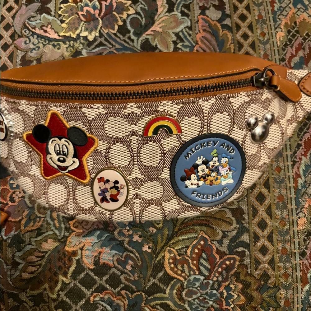 Coach Crossbody Bag with Disney Patches - Brown and Cream